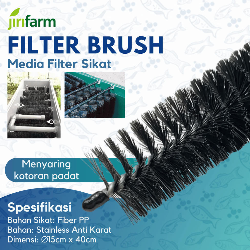 JIRIFARM - Sikat Brush Media Filter Kolam Ikan Koi Akuarium Panjang 40cm Hitam