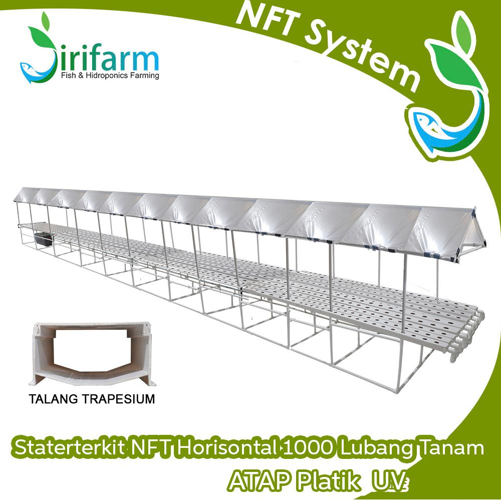 Starterkit Hidroponik NFT Horizontal 10 Mtr Trapesium 1000 LT Atap UV