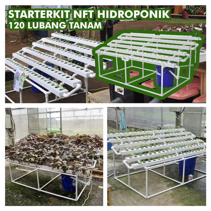 Jirifarm Paket Starterkit Hidroponik NFT 120 Lubang Tanam - Talang Trapesium