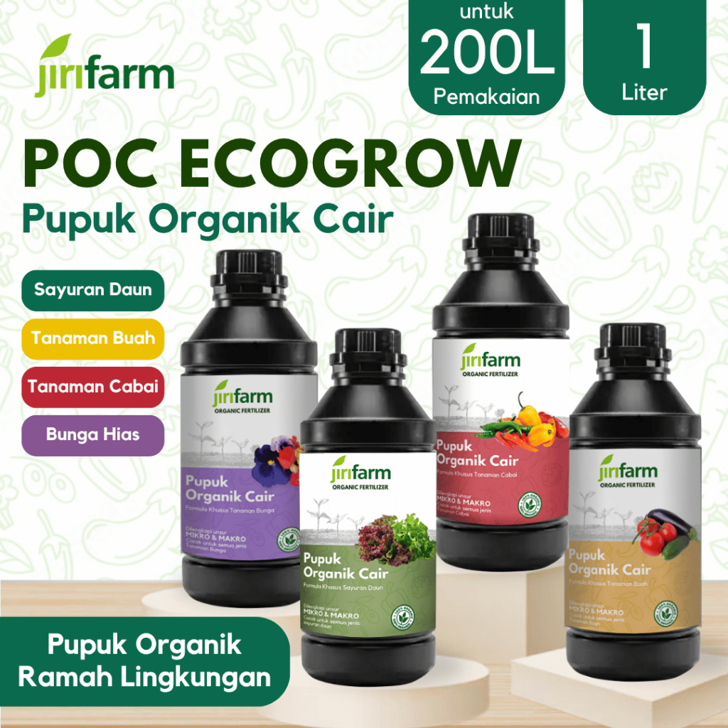 JIRIFARM - Pupuk Organik Cair Tanaman Daun Sayur Buah Cabai Bunga 1L 1 Liter POC Kompos Organic
