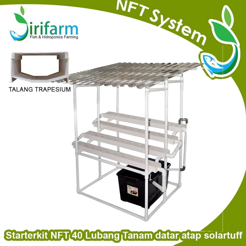 Paket Tanam Hidroponik NFT 1 Meter 40 LT Atap Solartuf dan Insecnet