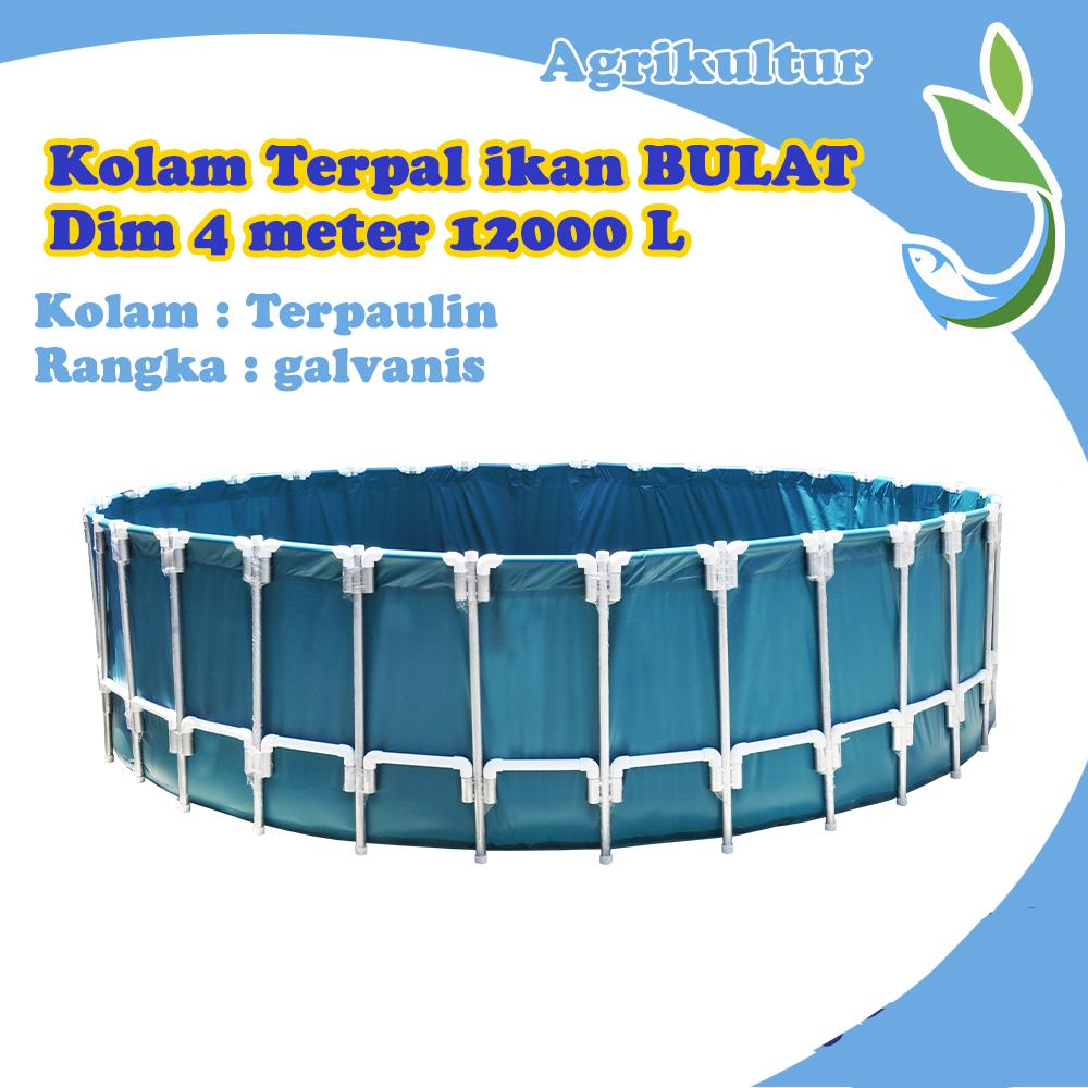 Kolam Terpal Bulat / kolam ikan Knock Down Dim 4 meter tinggi 1 meter